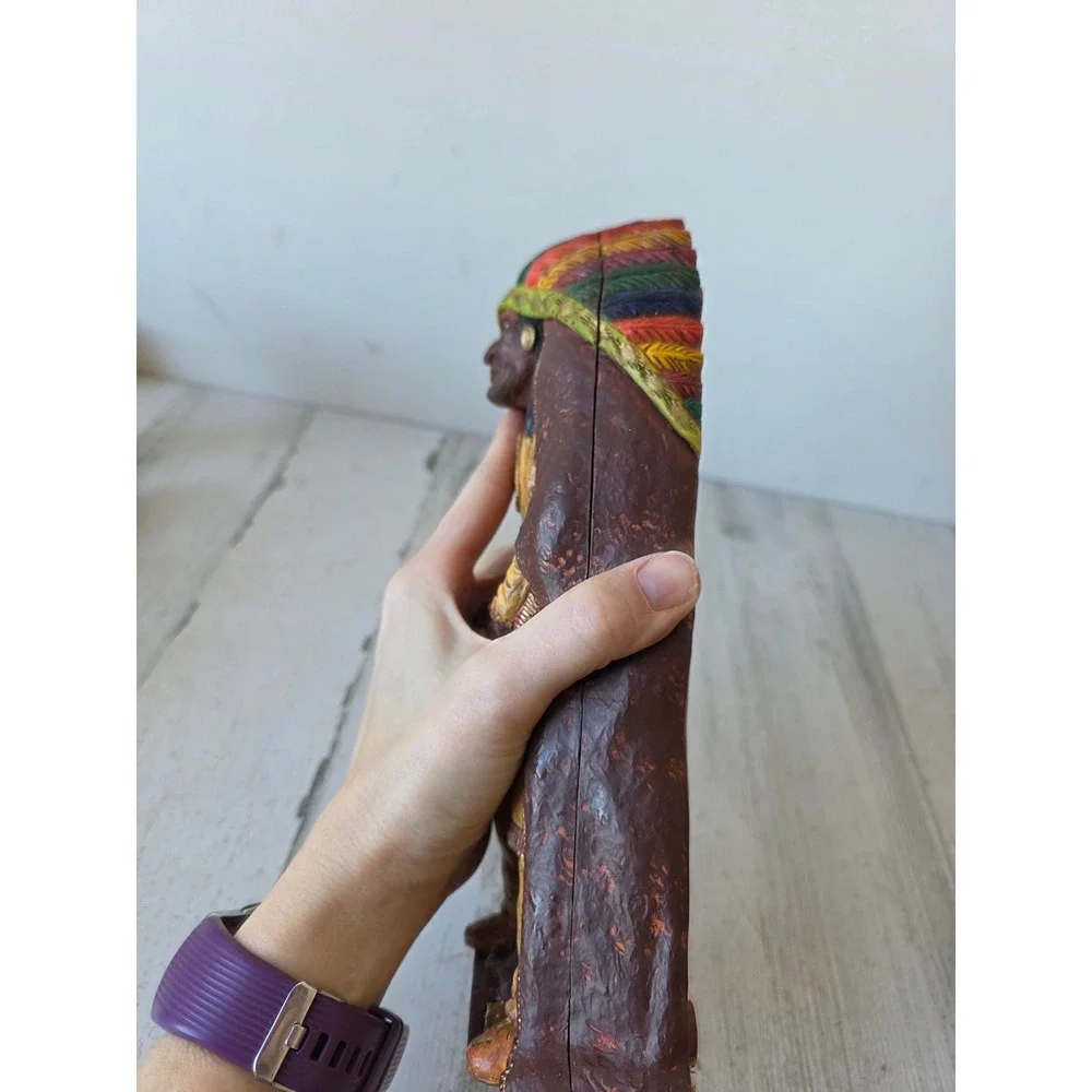 Vintage Giuseppe Indian box 1996 native American soldier headdress pencil holder